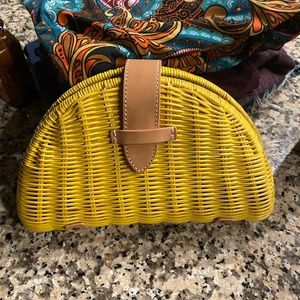 J. Crew Yellow Rattan Clutch